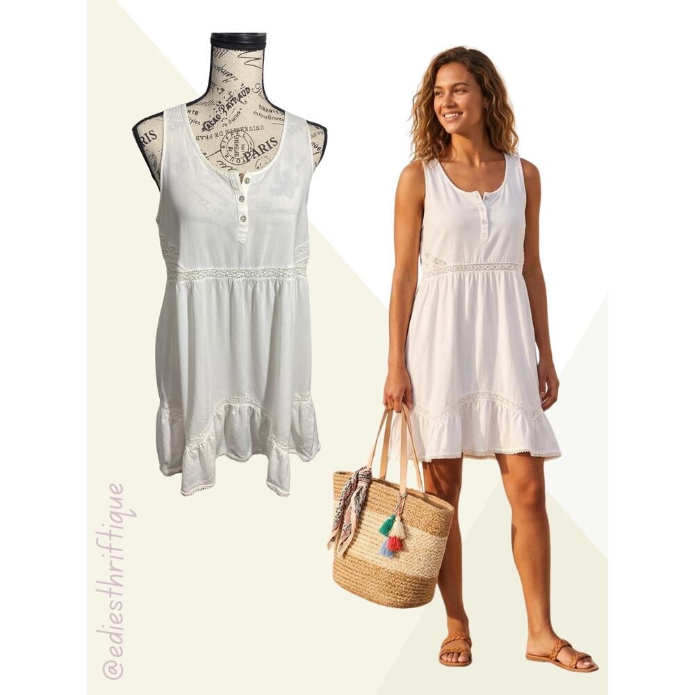 Express Sleeveless Off White Sun Dress Medium